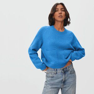 Everlane blue Belgian-Waffle Pocket Pullover in ReCashmere